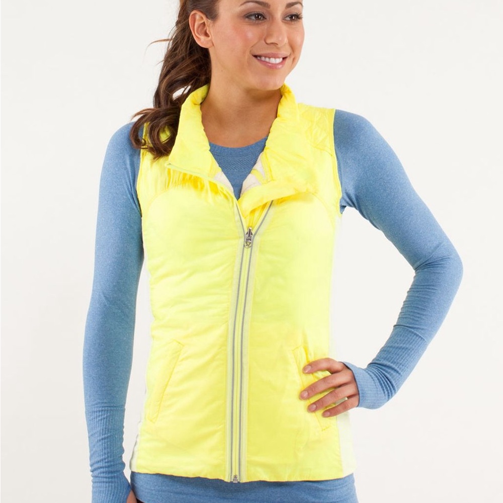 lululemon athletica Neon Yellow Quilted Zip Vest